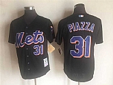 New York Mets #31 Mike Piazza Black Mitchell And Ness Throwback Stitched Baseball Jersey,baseball caps,new era cap wholesale,wholesale hats